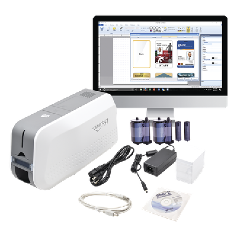 Kit de Impresora tarjetas PVC/ Puede Crecer a Laminador/ Doble Cara / Incluye: 2 x Ribbon a Color, 100 tarjetas PVC, Software, 1 Kit de Limpieza