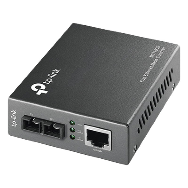 Convertidor Fibra Óptica Monomodo / 1 Puerto RJ45 10/100 Mbps / Puerto Fibra Óptica SC 100 Mbps / Hasta 20 kilometros / Plug and Play