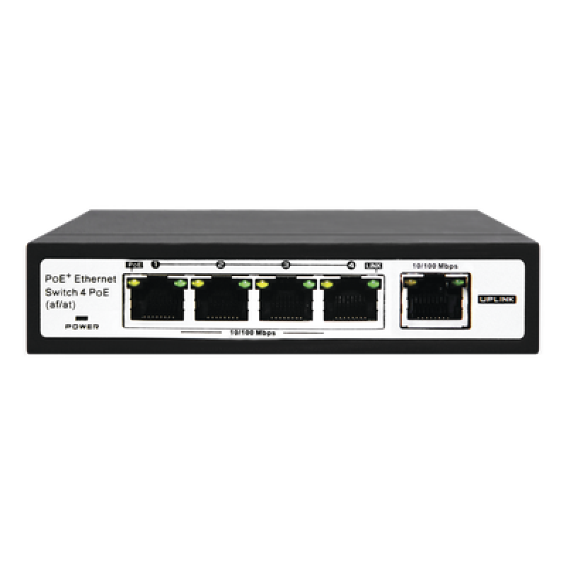 Switch PoE / 100 Metros PoE / 4 puertos 802.3af /at ( 60 W ) 10/100 Mbps + 1 puerto uplink