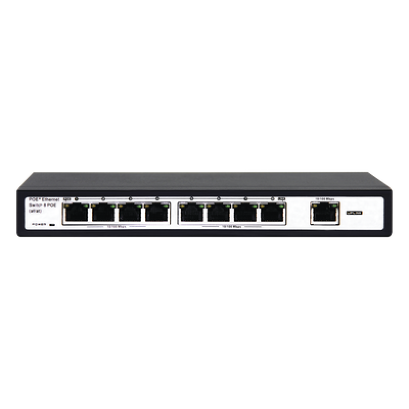 Switch PoE / 100 Metros PoE / 8 puertos 802.3af/at ( 132.5 W ) 10/100Mbps + 1 puerto Uplink