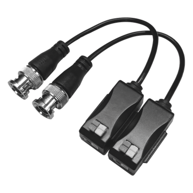 Kit de Transceptores Pasivos / 4K / Transmisión 250 m (820.2 ft) / UTP Cat 5e/6/6a/7 / Audio por Coaxitron / Terminales Push-Pin / Pig Tail