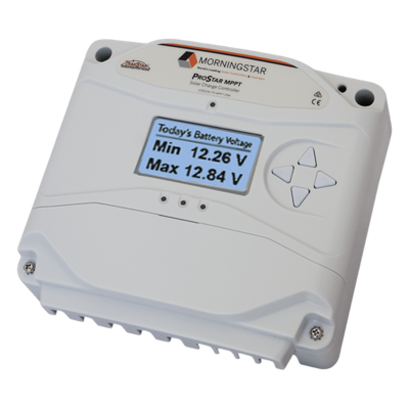 Controlador de Carga Solar MPPT ProStar 25 A / Pantalla LCD / Tecnología TrakStar 99% / 12V y 24V / Hasta 1100 W / MeterBus