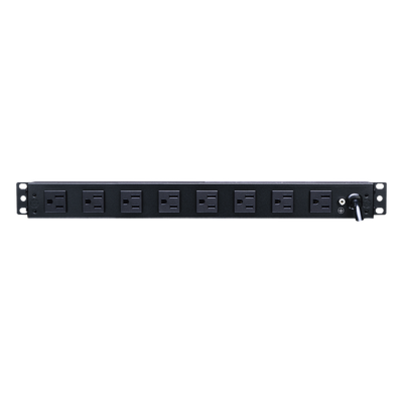 PDU Básico Para Distribución de Energía, Con 8 Tomas NEMA 5-15R Traseras y 2 Tomas 5-15R Frontales, 1UR, 15 Amp, 120 Vca