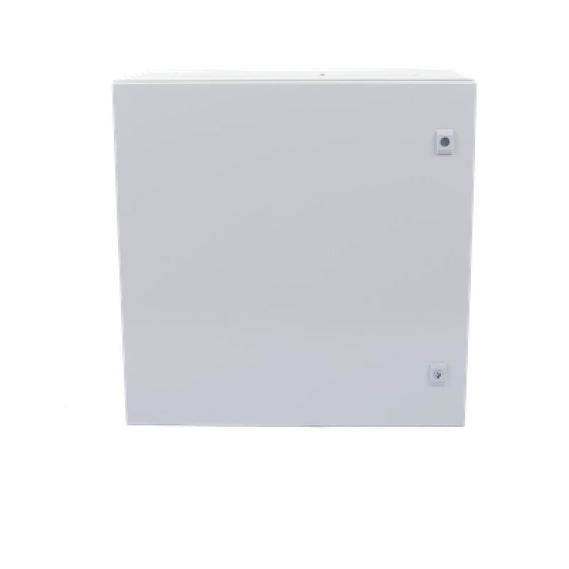Gabinete de Acero IP66 Uso en Intemperie (600 x 600 x 300 mm) con Placa Trasera Interior Metálica y Compuerta Inferior Atornillable (Incluye Chapa y Llave T).