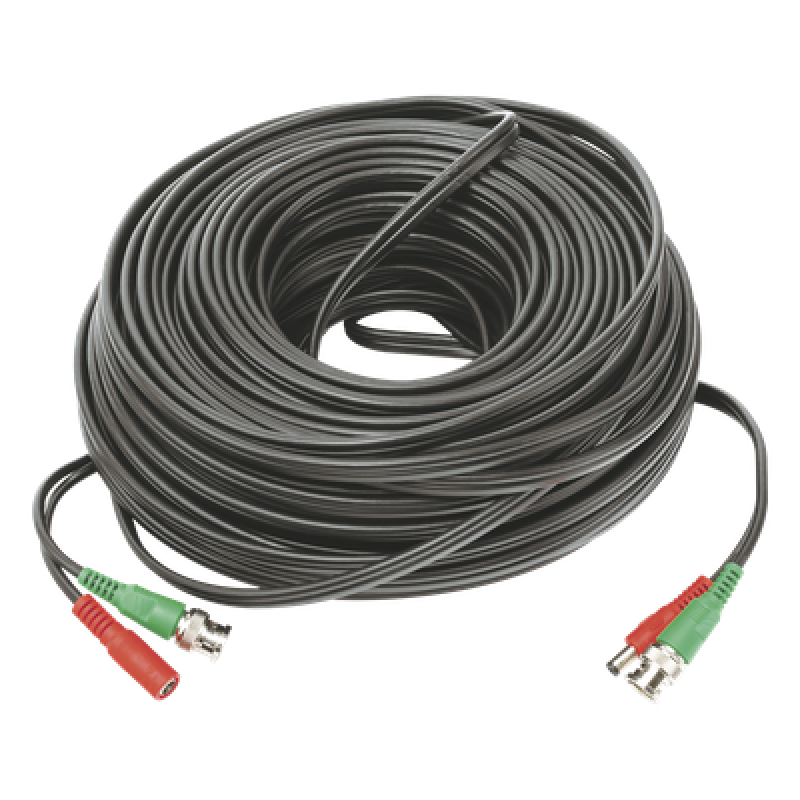 Cable Coaxial (BNC RG59) + Alimentación / SIAMES / 50 Metros (164 Pies) / 100% COBRE / Para Cámaras 4K / Uso Interior y Exterior