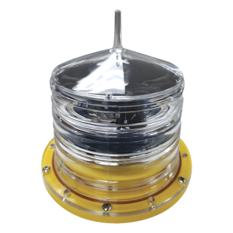 Estrobo LED de Obstrucción Autónomo / Panel Solar 1.8W / Luz Fija o Estroboscópica / Rojo 360° / IP68 / Autonomía >30 Días / -40°C a 60°C