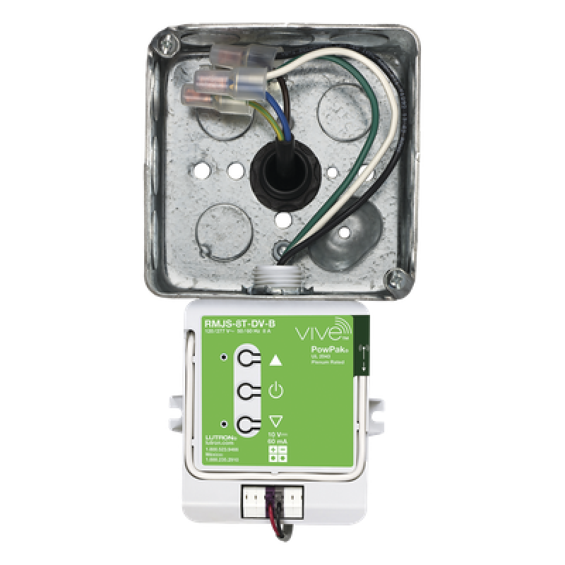 Módulo de atenuación inalámbrico PowPak con control 0-10 V, 8 A, 120/277 V, para balastros y drivers LED, compatible con controles Pico, sensores Radio Powr Savr y hub Vive