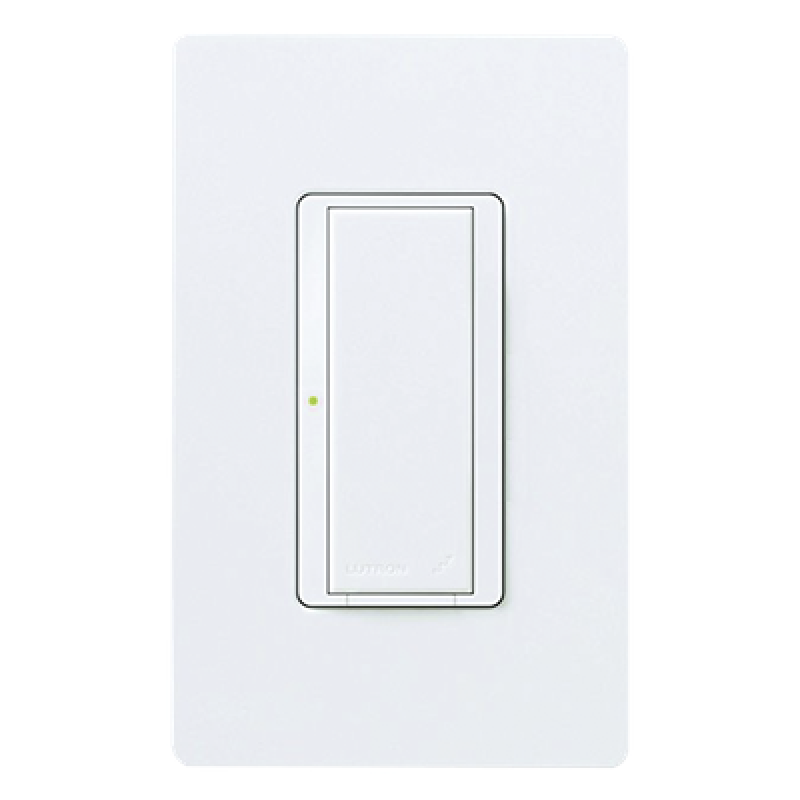 Interruptor inalámbrico on/off Maestro Wireless de 8 A para iluminación y ventiladores de 1/10 HP, 120-277 V, no requiere neutro, compatible con hub Vive, color blanco