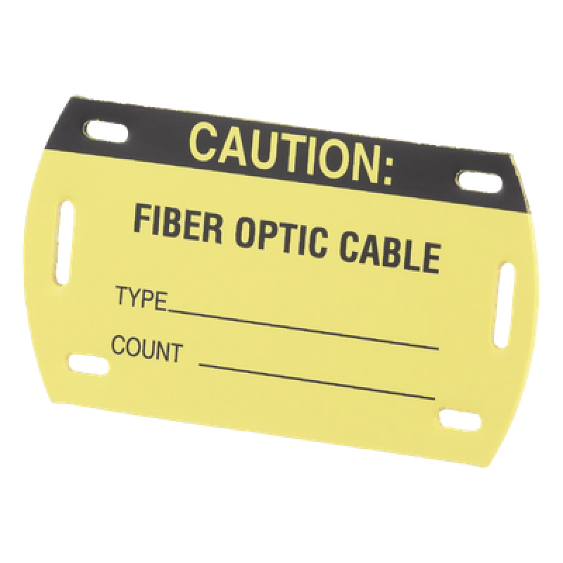 Kit de 5 Etiquetas Autolaminadas para Fibra Óptica, Para Uso Interior/Exterior, Dimensiones de 90.42 x 52.32 mm (3.56 x 2.06 pulgadas), Color Negro con Amarillo