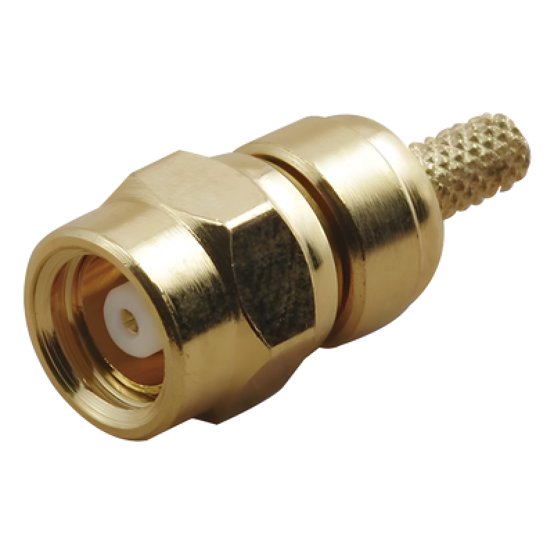 Conector RF / SMC Macho / Anillo Plegable / RG-58/U LMR-195 RG-142/U / Bronce Oro / Teflón