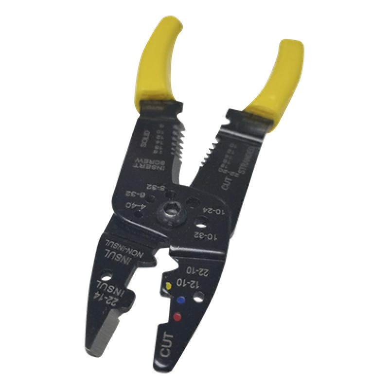 Pinza Cortacables / Pelacables 10 a 22 AWG con Plegador de Conectores.
