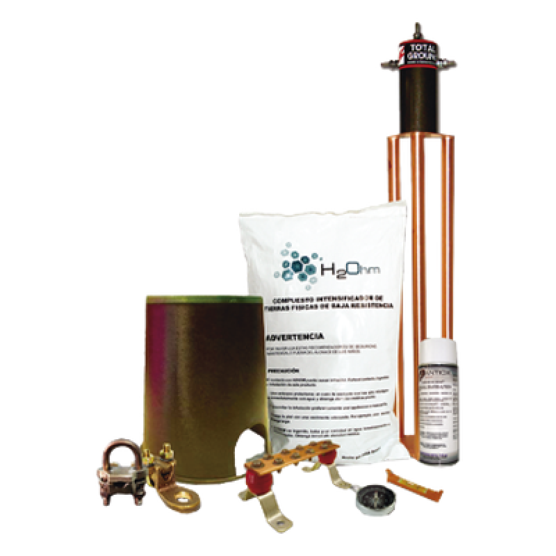 Kit de Tierra Física con Electrodo TG100AB y accesorios de instalación.