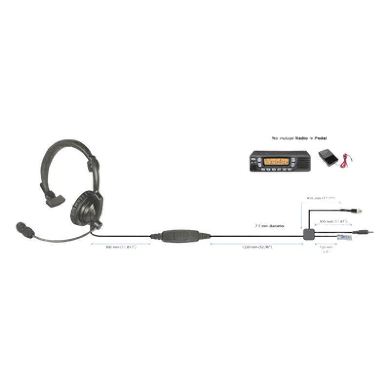 Diadema ligera de 1 auricular acolchonado para radios móviles Kenwood con cancelación de ruido