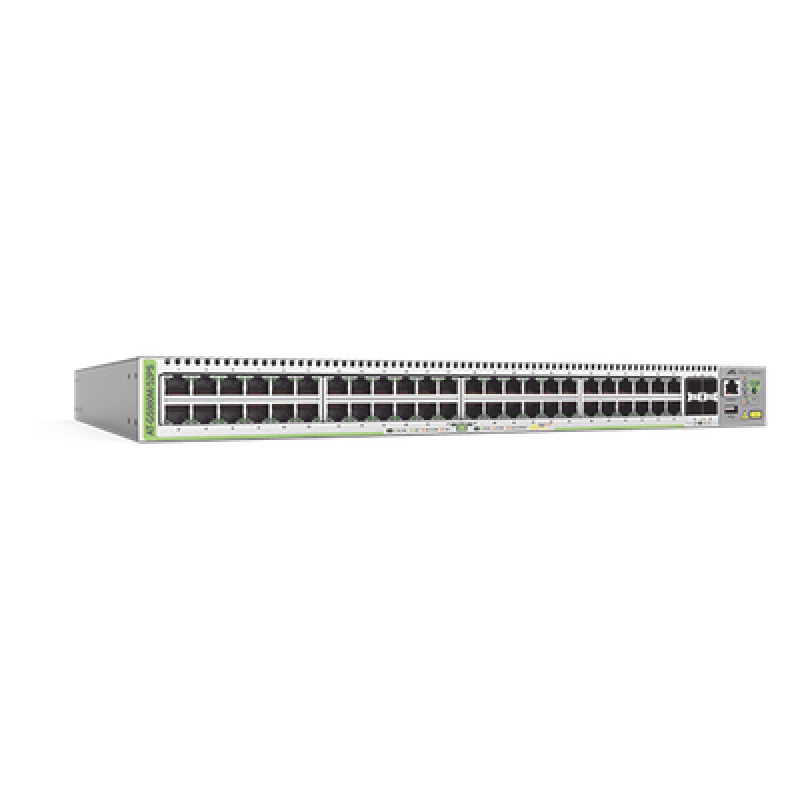 Switch PoE+ Administrable CentreCOM GS980M, Capa 3 de 48 puertos 10/100/1000Mbps + 4 SFP Gigabit, 740 W