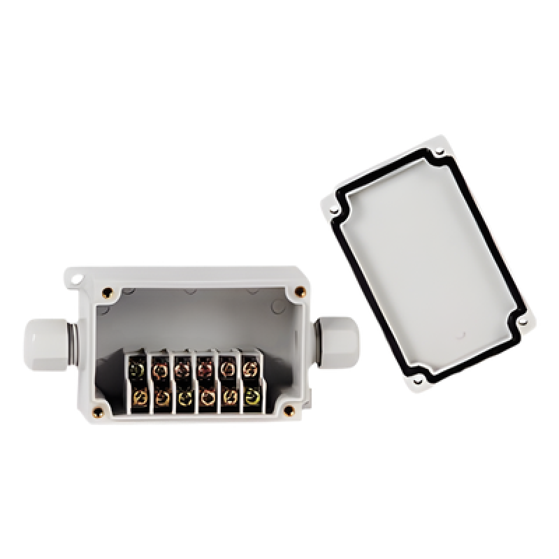 Caja de Conexión Exterior con Conexión Lateral para 6 Líneas (doble tornillo). Incluye Glándulas.