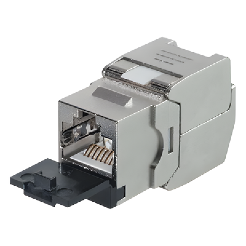 Módulo Jack Keystone / STP Blindado / CAT6A / Toolless / 10GbE / Tapa Protectora