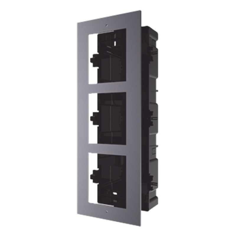 Base de 3 Espacios para EMPOTRAR Módulos de Videoporteros Hikvision