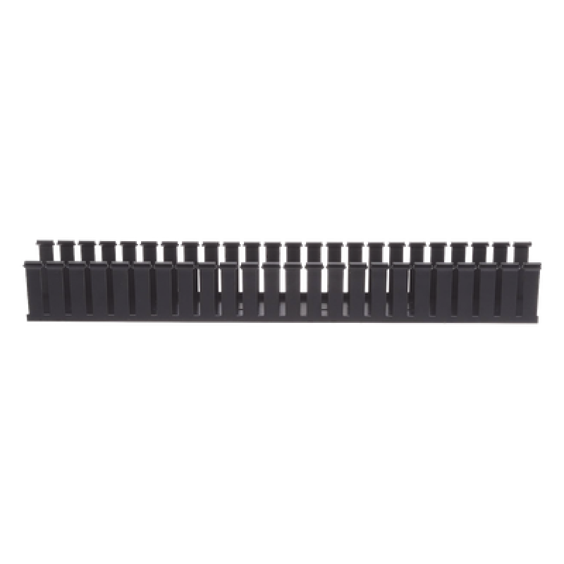 Canaleta Ranurada de PVC sin Tapa, Tipo G, 82.6 mm de Ancho, 79.2 mm de Alto y 1828.8 mm de Largo, Color Negro
