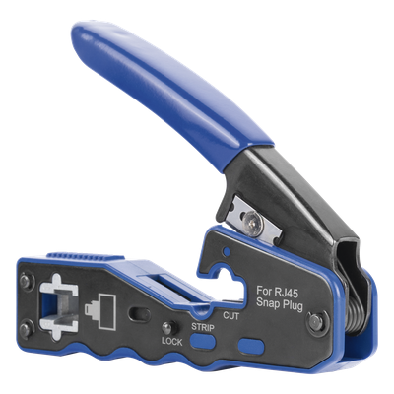 Pinza de Red / Corte y Terminado RJ45 Pass-Through / Cuchilla Intercambiable / Acero al Carbón / Mango Ergonómico ABS + TPR