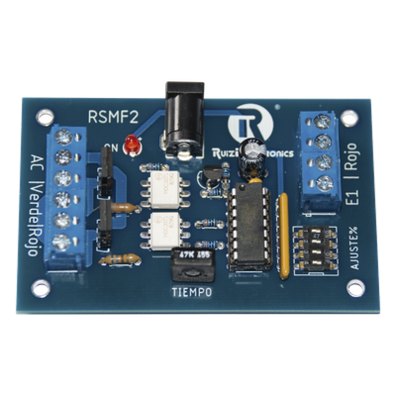 Tarjeta de Control para Semáforos / Gestión Aleatoria de Estados / Tiempo Ajustable 0.5-10 s / Contacto Seco / 12 VCC 500 mA / Modo Siempre Rojo