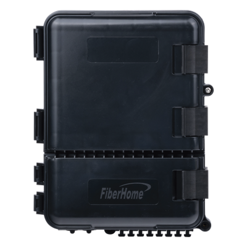 Caja de Distribución de Fibra Óptica para 24 Empalmes, con 8 Acopladores SC/APC Simplex, Exterior IP55, Color Negro