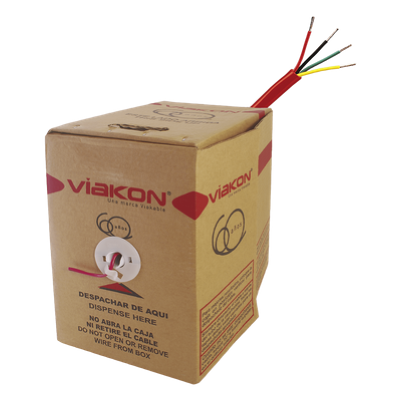Bobina de Alambre de 305 Metros (1000 Pies) 4 x 18 AWG, Tipo FPLR de Color Rojo, para Aplicaciones en Sistemas de Detección de Incendio y Sistemas de Evacuación, Hecho en México.