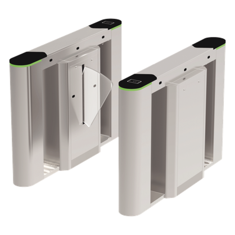 Puerta de cortesía tipo FLAP bidireccional / 30 personas por minuto / Acabado de Lujo / Apertura en 1 segundo / Acero inoxidable / Indicadores LED / Alarma por acceso denegado