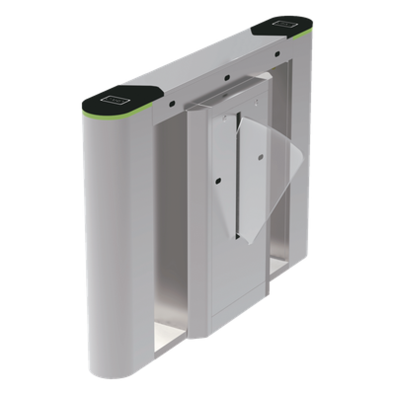 Unidad central para puerta de cortesía tipo FLAP bidireccional / 30 personas por minuto / Acabado de Lujo / Apertura en 1 segundo / Acero inoxidable / Indicadores LED / Alarma por acceso denegado