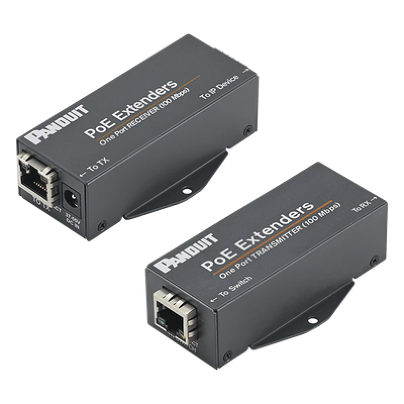 Extensor PoE/PoE+ / 10/100 Mbps / Alcance 610 m (2000 ft) / Cat5e o Cat6 / IEEE 802.3af/at / -40°C a 70°C
