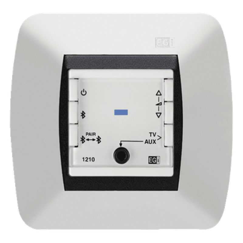 Amplificador Bluetooth / Entrada AUX/TV / Potencia 2+2W RMS / Alimentación Universal 110-230VCA / Dimensiones 45x45x52 mm