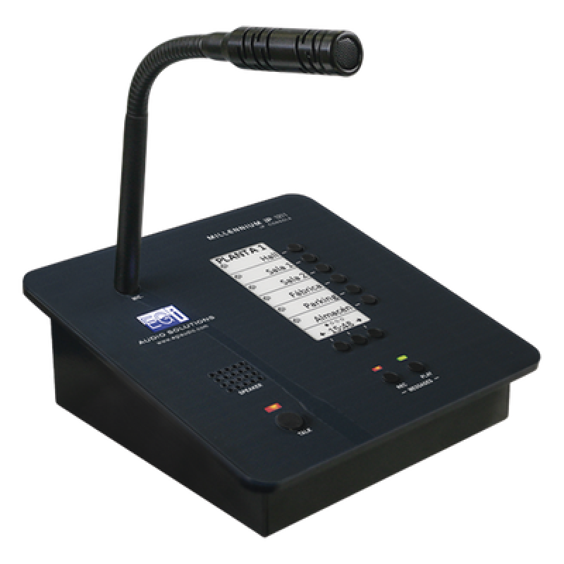 CONSOLA DE AVISOS MULTIZONA IP CON DISPLAY, MICRÓFONO Y GRABADOR DE MENSAJES