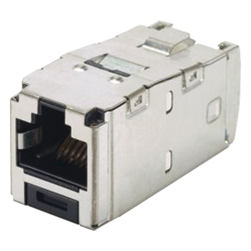 Conector Jack RJ45 Blindado, Estilo TG, Mini-Com, Categoría 6A, de 8 Posiciones y 8 Cables, Color Negro