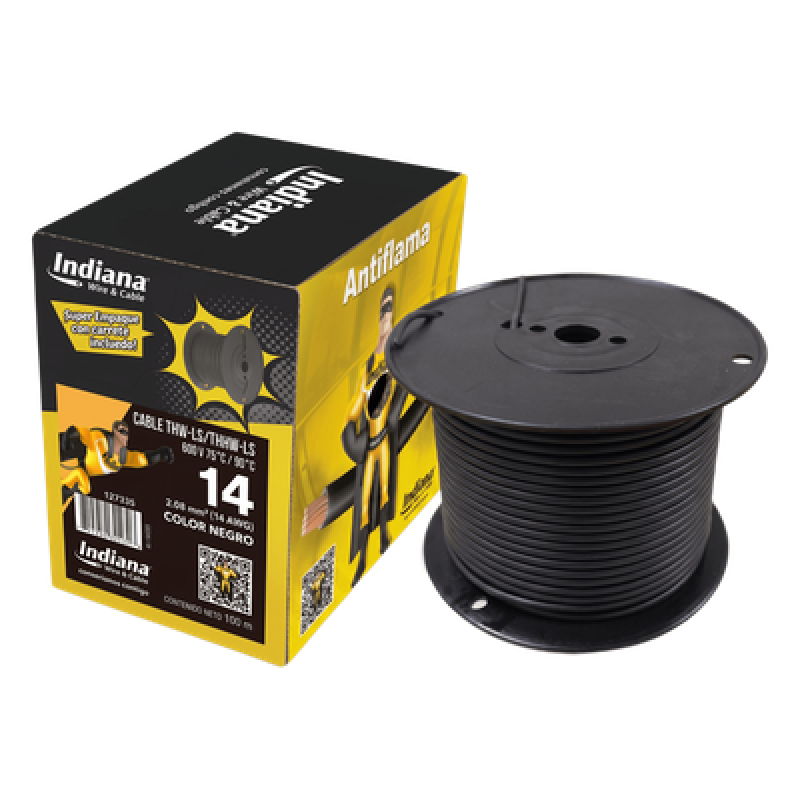 Cable Eléctrico THW-LS / 14 AWG / 19 Hilos / 90 °C Seco / 75 °C Mojado / Bobina 100 m (328 ft)