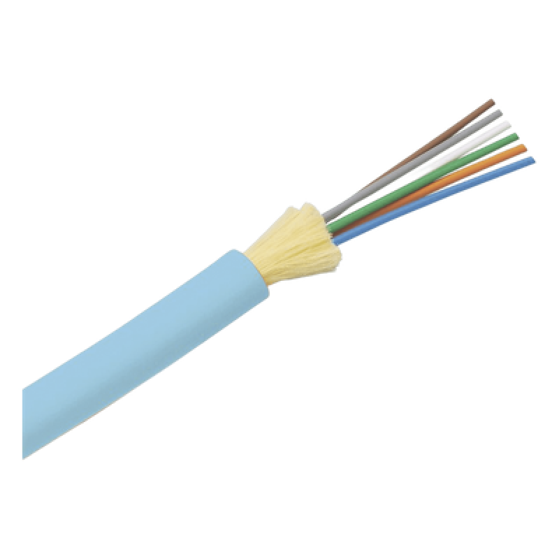 Cable de Fibra Óptica / 6 Hilos / Multimodo OM4 50/125 / Tight Buffer 900µm / OFNP Plenum / Dieléctrico / Interior / 2 pies Marcas
