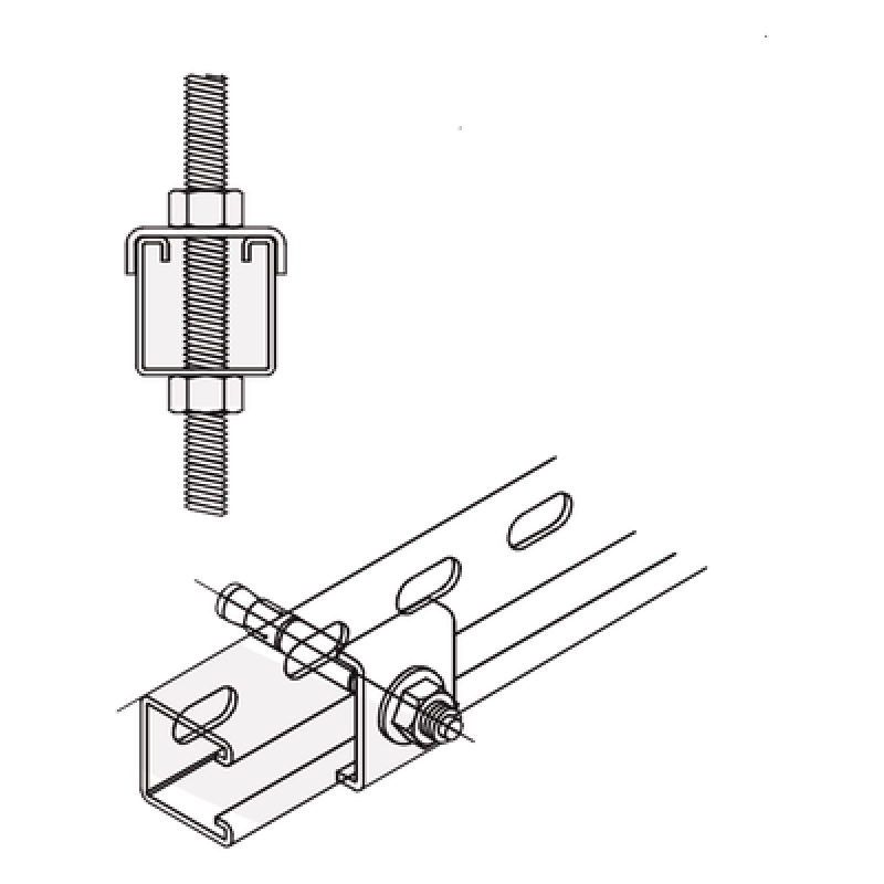 Tope Unicanal "U" para Tornillo de 3/8" ( 9.5 mm ).