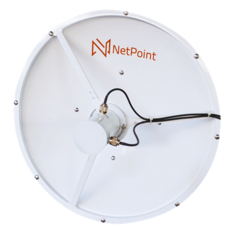 Antena blindada de alto rendimiento de 3 ft, 3.3-3.9 GHz, Ganancia 31 dBi, Conectores N-hembra.