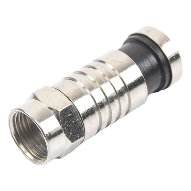 Conector F Macho / Compresión en Línea / Cable RG-59 / Cuerpo Bronce Niquelado / Contacto Oro / Aislante Teflón