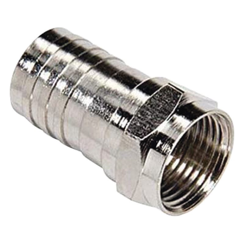 Conector F Macho, Plegable de Doble Blindaje para cable RG-6, Cuerpo de Bronce Niquelado.
