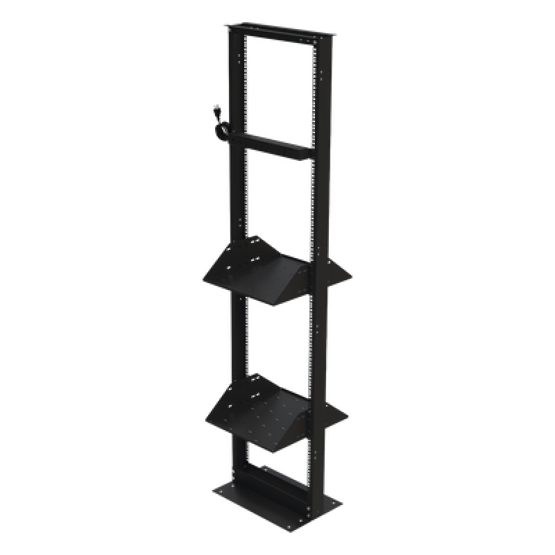 Rack 19" / 45 UR / 2 Charolas / PDU 8 Tomas / Doble Perforación / Estructura Reforzada
