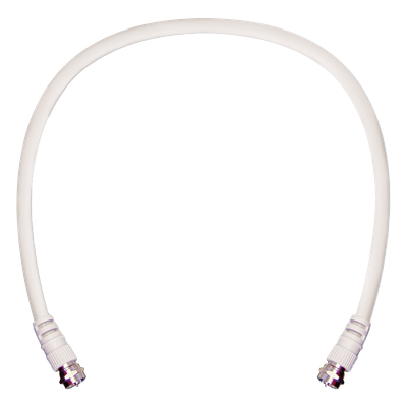 Jumper Coaxial con Cable Tipo RG-6 en Color Blanco de 60.96 Centímetros (24 Pulgadas) de Longitud y Conectores F Macho en Ambos Extremos. 75 Ohm de Impedancia.
