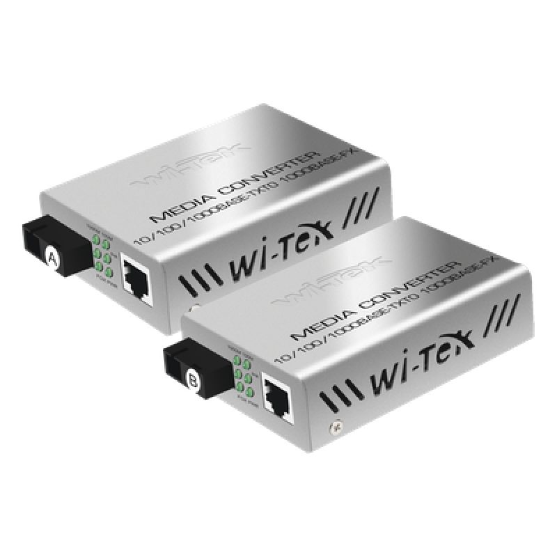 Convertidor de medios / Hasta 20 Km / 1 puerto SC/UPC 1000Mbps / 1 puerto RJ45 1000Mbps / WL: Tx 1310nm - Rx 1550nm / incluye 2 piezas A y B