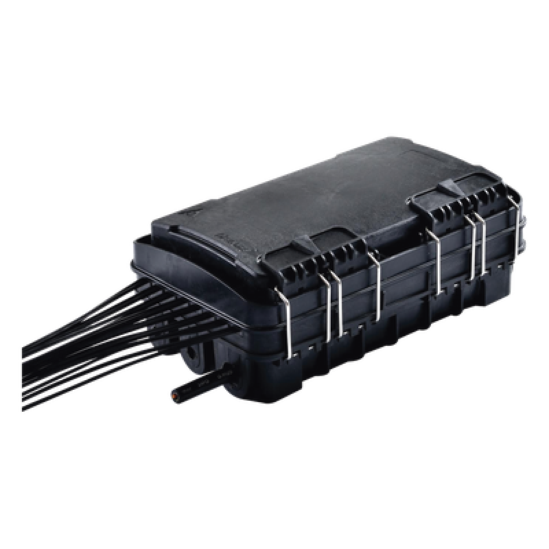 Caja de Distribución de Fibra Óptica para 24 Empalmes, con 16 acopladores SC/APC simplex, Exterior IP65, Color Negro