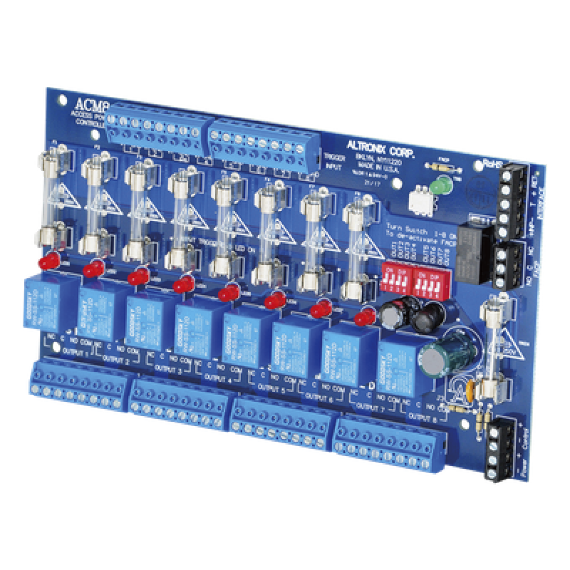 Tarjeta de Control de Acceso / 8 Entradas / 8 Salidas Protegidas / 12-24 Vcd / Contactos Secos Tipo C / Interfaz FACP