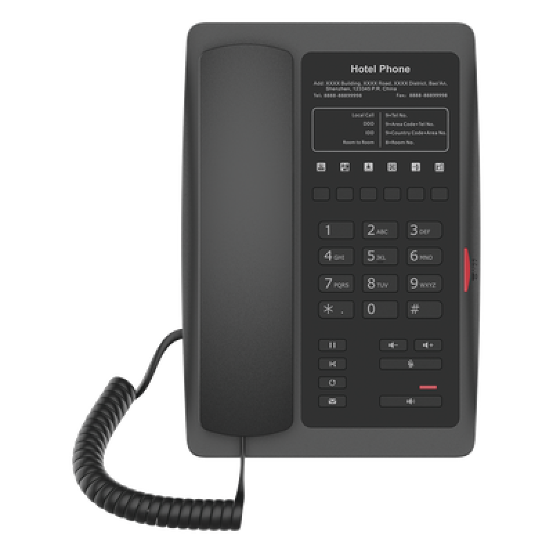 Teléfono IP WiFi para Hotelería, profesional con 6 teclas programables para servicio rápido (Hotline), plantilla personalizable con PoE