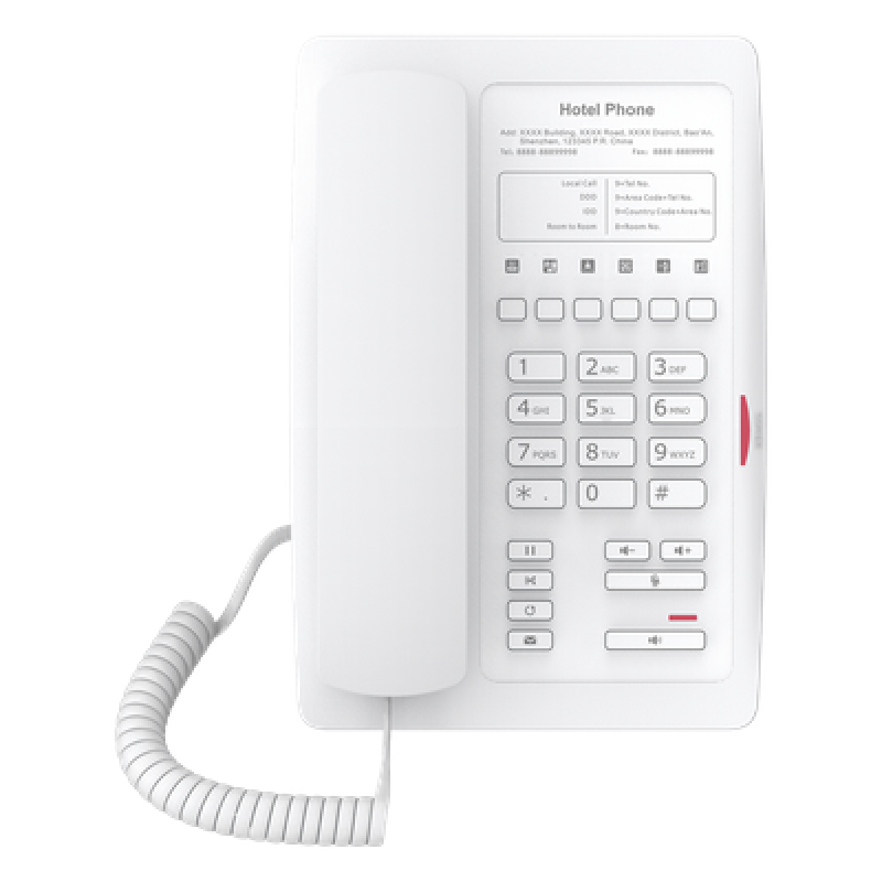 Teléfono IP WiFi para Hotelería, profesional con 6 teclas programables para servicio rápido (Hotline), plantilla personalizable con PoE