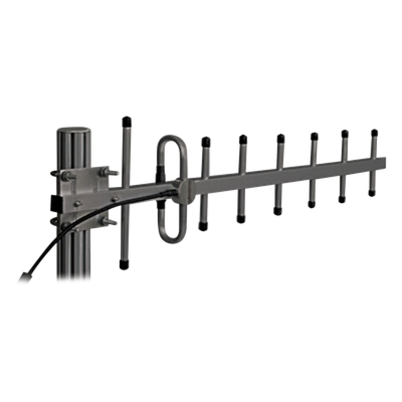 Antena Yagi 360-380 MHz, 10dB Ganancia, 7 Elementos, Anodizada en Negro, 250 Watt, N Hembra.