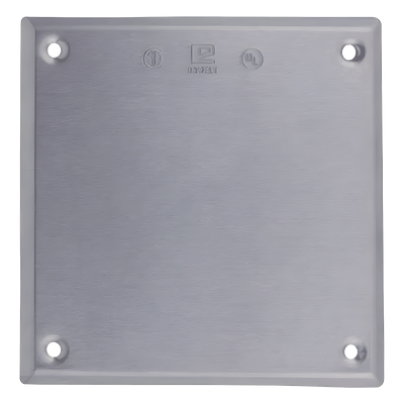 Tapa cuadrada ciega de aluminio para caja cuadrada.