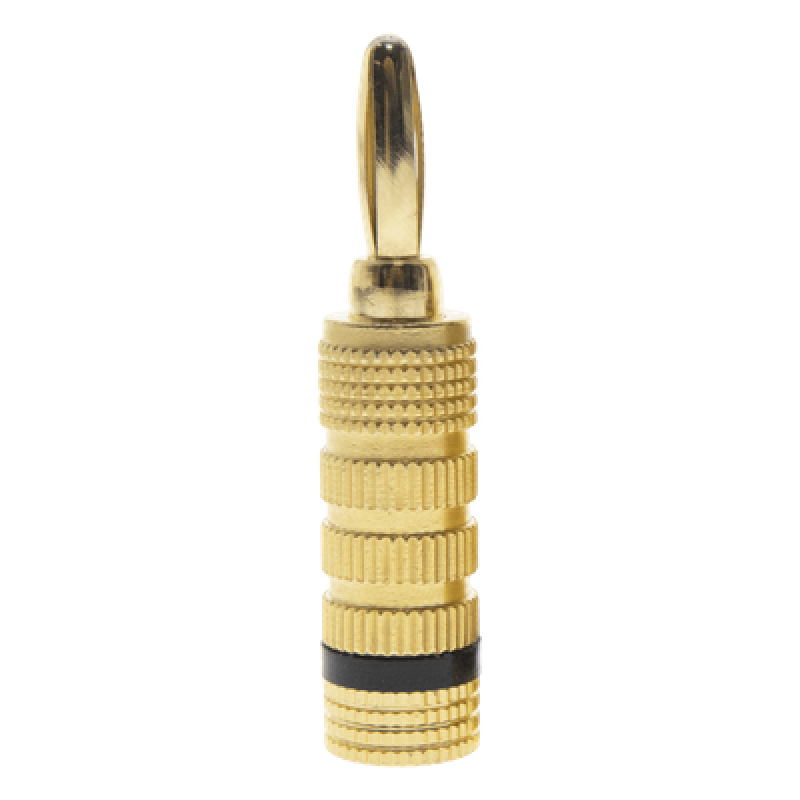 Conector Banana / Tipo Tornillo / Chapado en Oro / 12 AWG / Base Ancha Anticorto / 1 Pieza