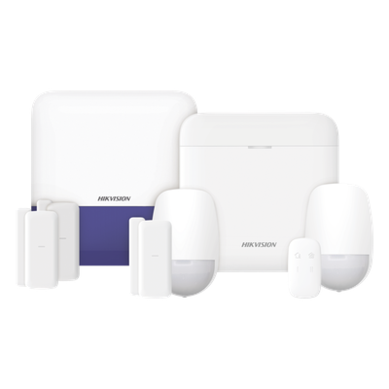 (AX PRO) KIT de Alarma AX PRO con GSM (3G/4G) / Incluye: 1 Hub con bateria de respaldo / 2 Sensores PIR / 3 Contactos Magnéticos mini / 1 Control Remoto / 1 Sirena Inalambrica Exterior / WiFi / Compatible con Hik-Connect P2P