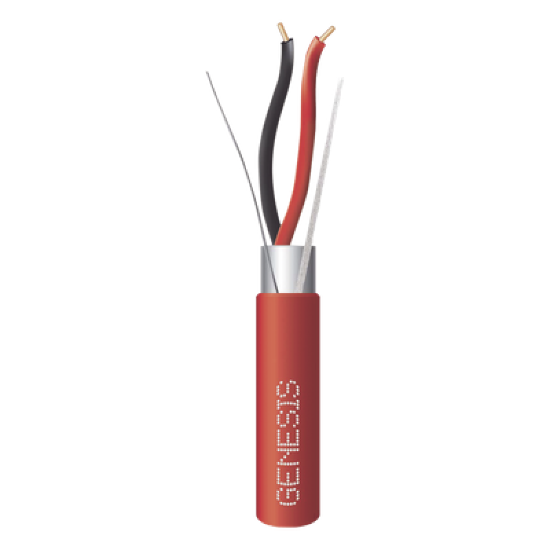 Bobina de 152 Metros (500 Pies) de Alambre / 2 x 18 AWG / Riser / BLINDADO / Tipo FPLR / Color Rojo / Para Aplicaciones en Sistemas de Detección de Incendio y Sistemas de Evacuación